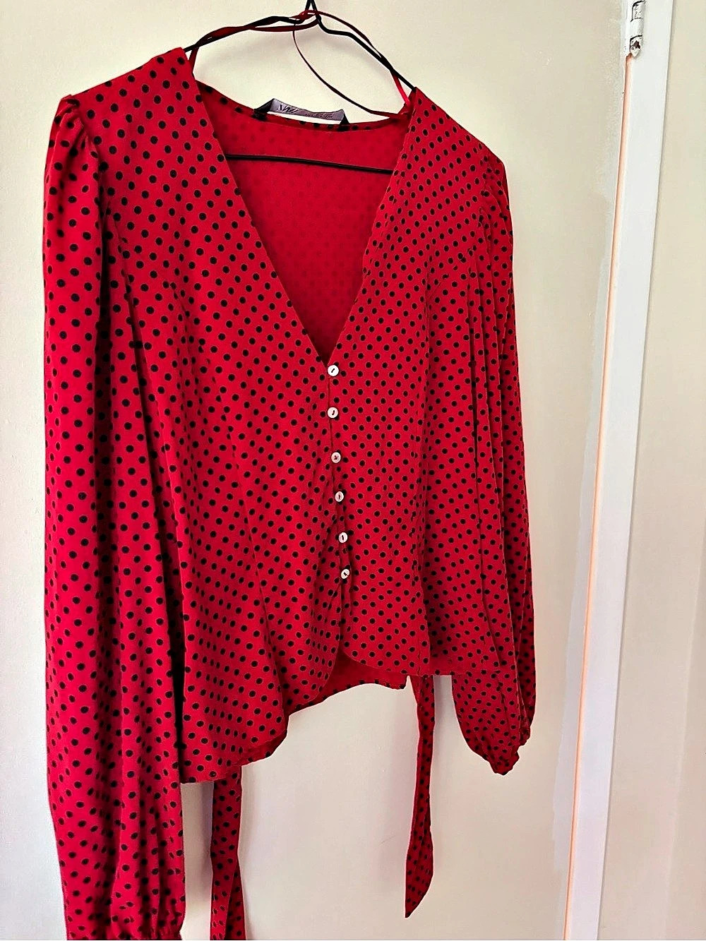 Zara Polka Dot Blouse in Red & Black